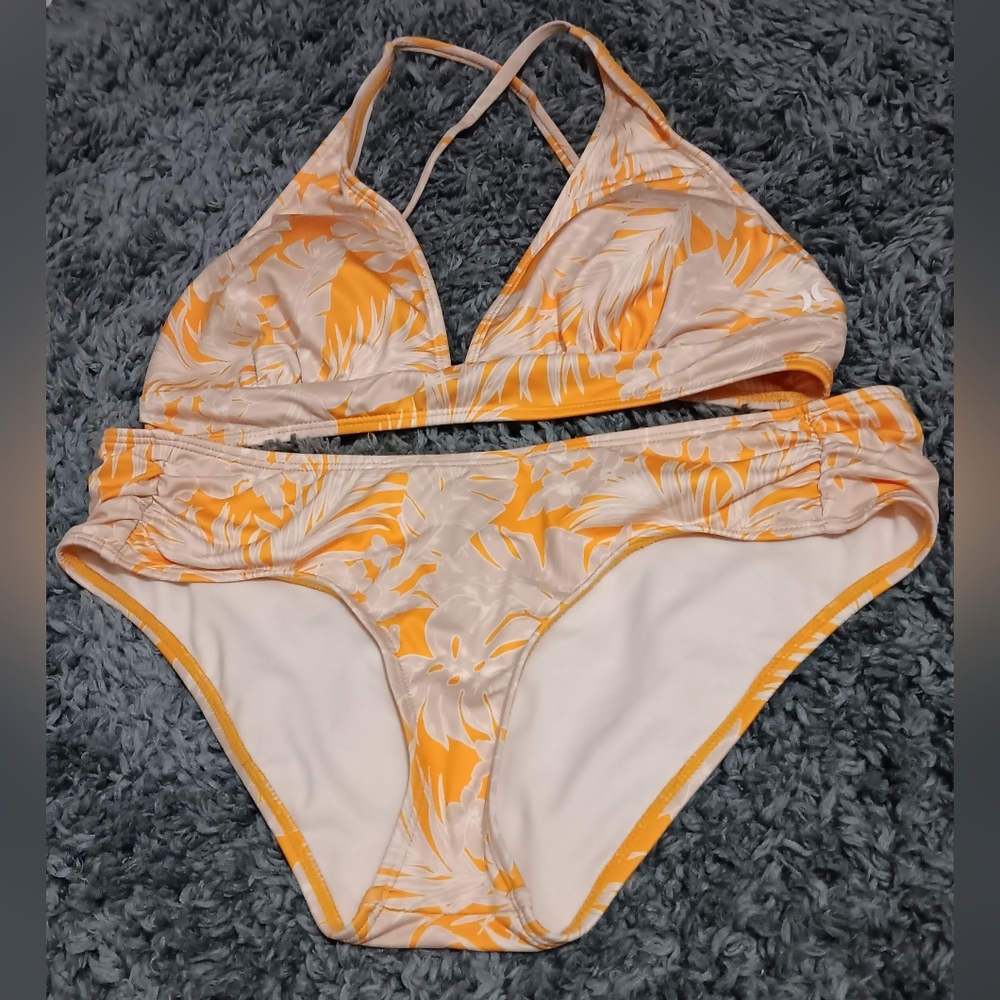 Hurley Yellow Floral bikini Size Large